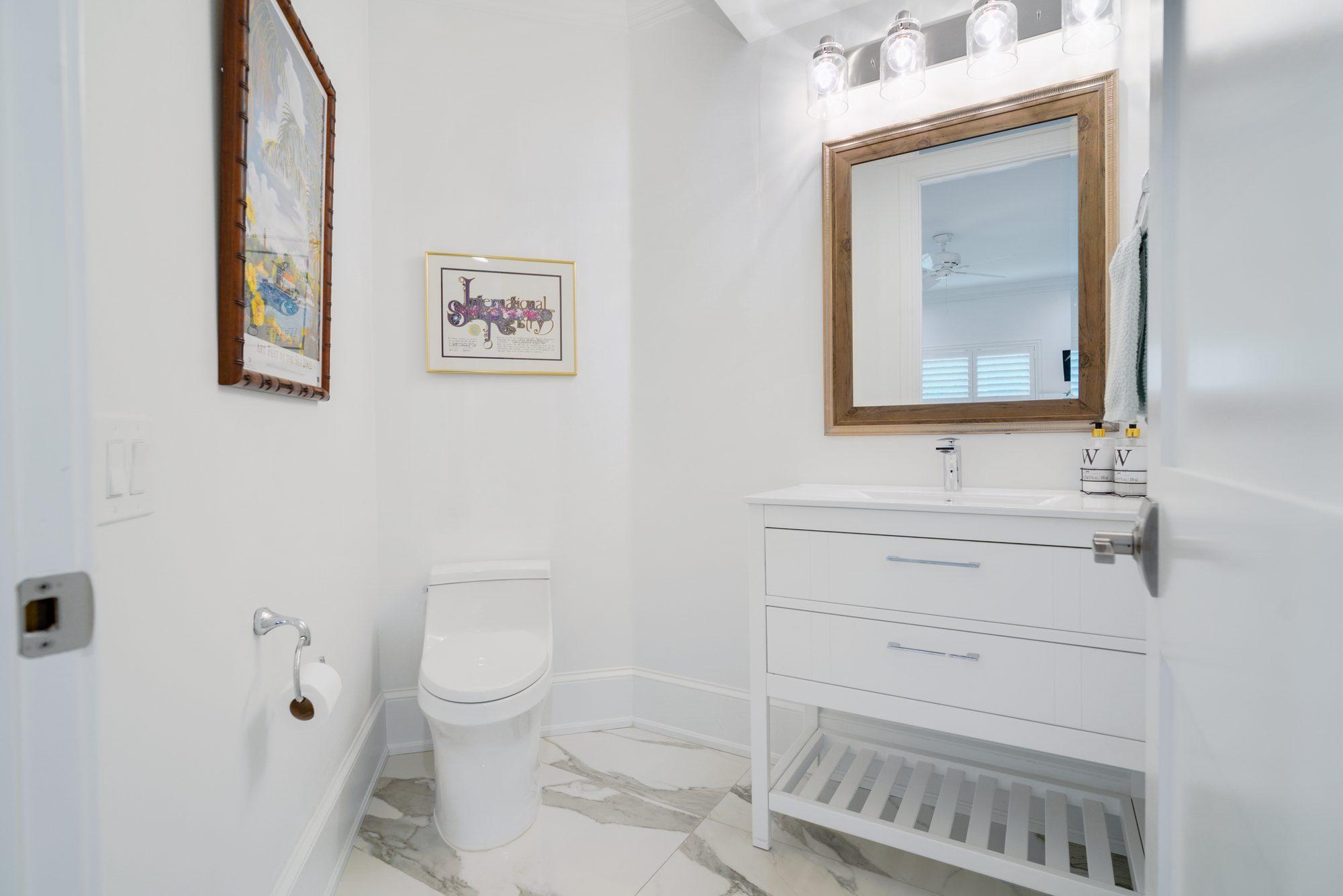 Updated bathroom with floating vanity