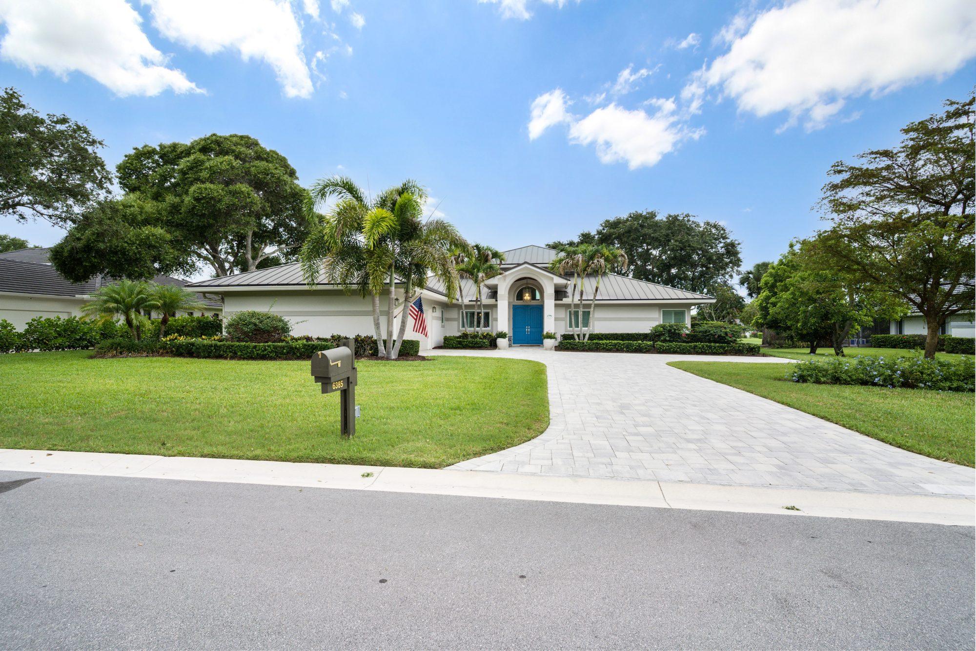 Full front elevation with landscaping