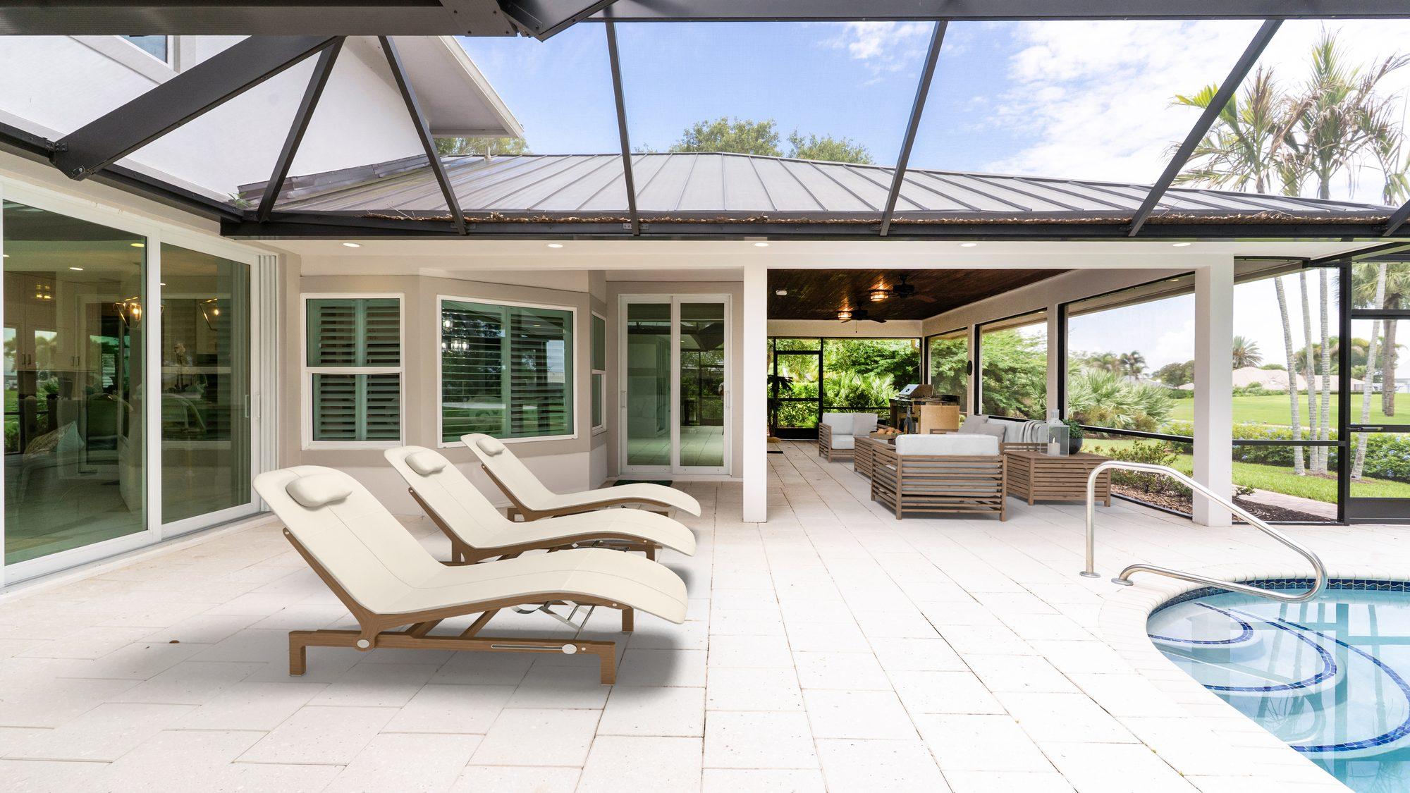 Virtually staged patio with lounge furniture